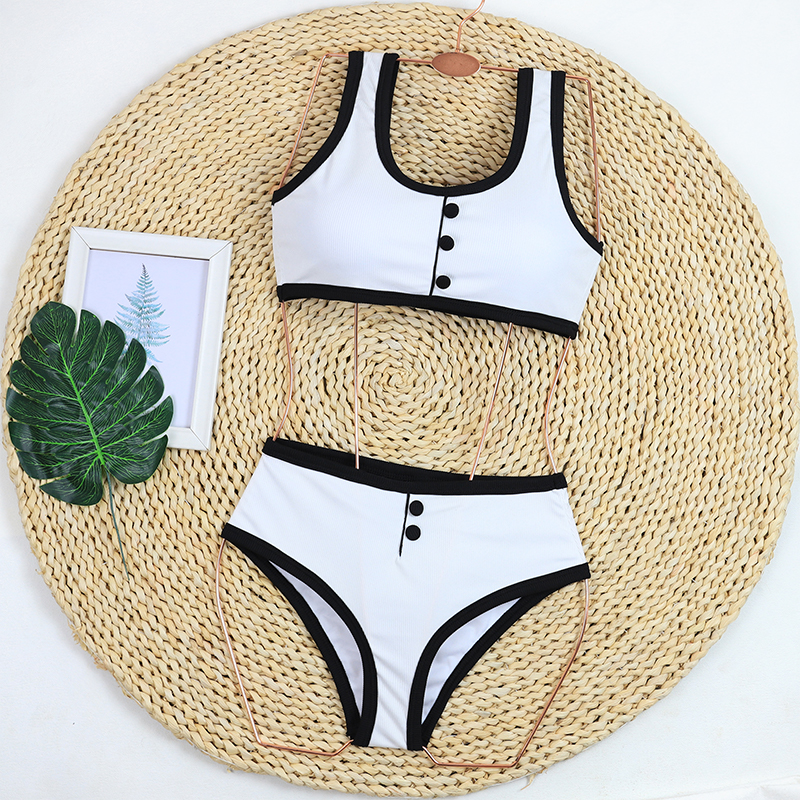 Maillot de bain femme 2026 – Ensemble bikini taille haute et short côtelé de luxe deux pièces pour l'été