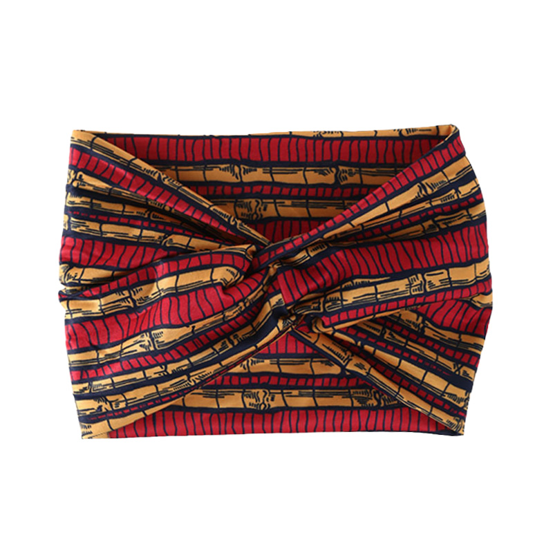 Élargissement de haute élasticité, doux et respectueux de la peau, style bohème africain imprimé, bandeau torsadé sur le devant