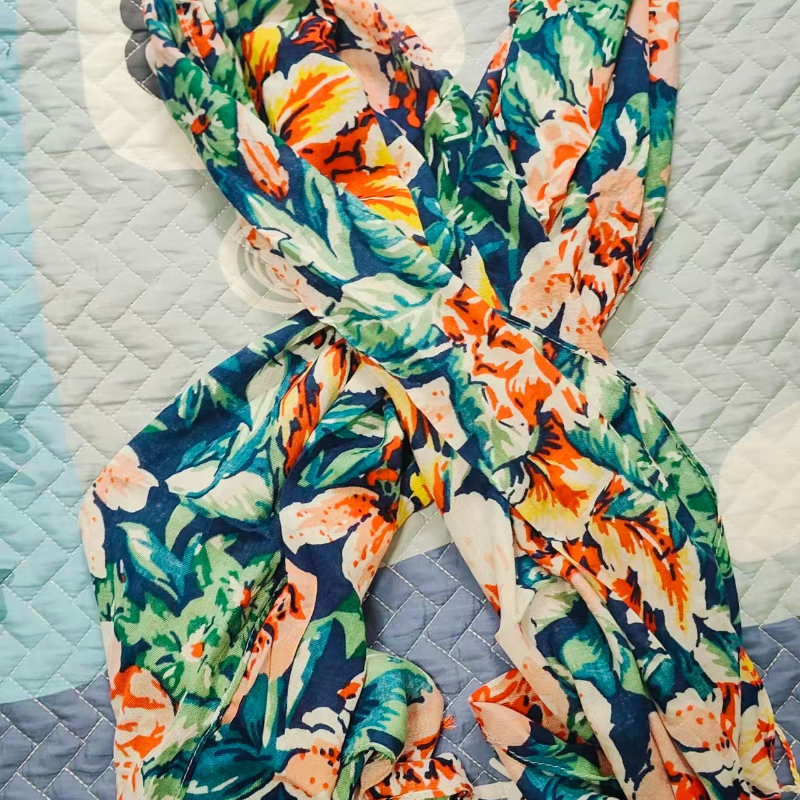 Écharpe bohème en coton et lin, imprimé Floral, châle Long léger, mode Vintage