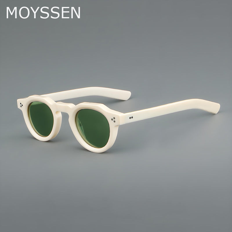 Chic rétro Rivet petit rond acétate lunettes de soleil polarisées femmes hommes Premium ovale blanc écaille de tortue Orange vert nuances de soleil