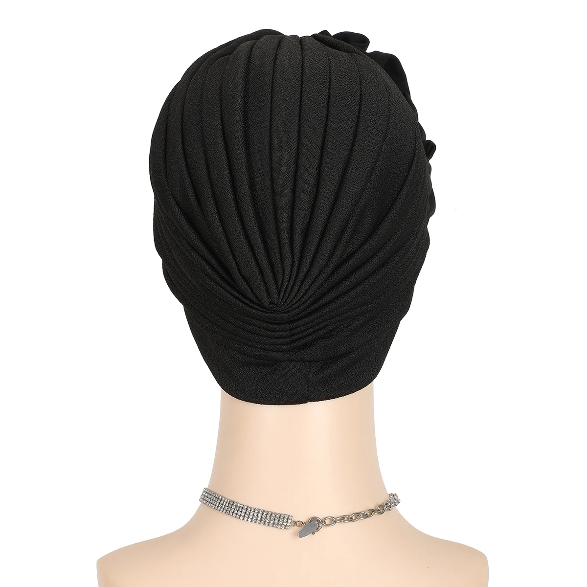 Foulard de Sauna Musulman pour Femme, Design Floral, Bonnet Perte de Cheveux, Turban avec Perles