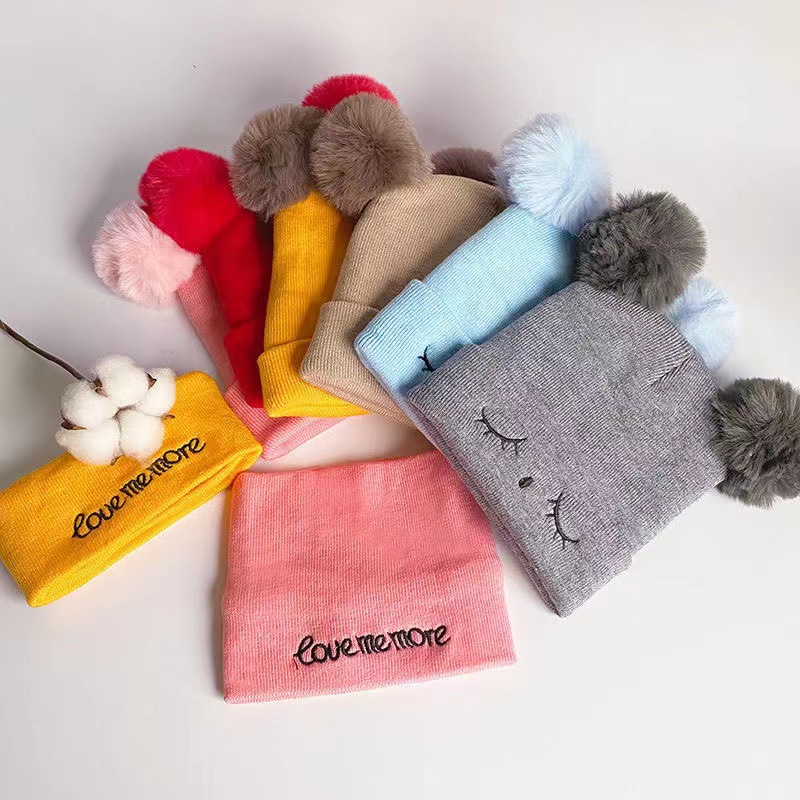 Automne printemps bébé coton tricot chapeau écharpe ensemble infantile garçons filles cou écharpe hiver chaud enfant en bas âge dessin animé bébé costumes
