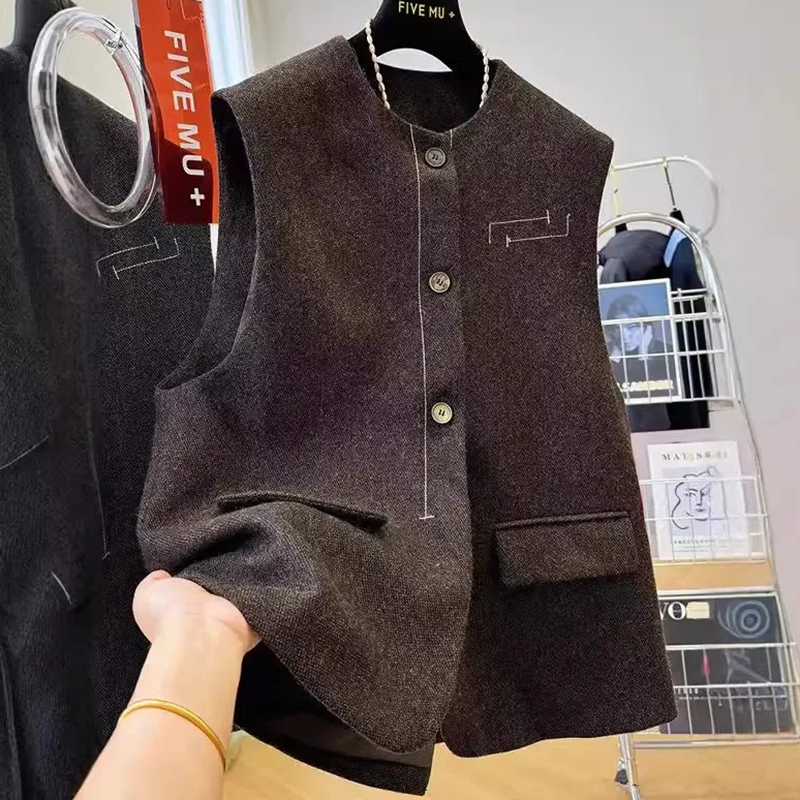 Gilet femme manteau 2025 printemps automne coréen haute qualité sans manches dames vêtements d'extérieur décontracté ample femme gilet veste