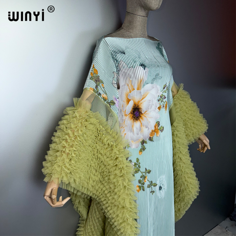 Robe plissée élastique slim WINYI Afrique, paréo de plage pour les vacances, kaftan abaya, robe de soirée de luxe de Dubaï pour femmes musulmanes