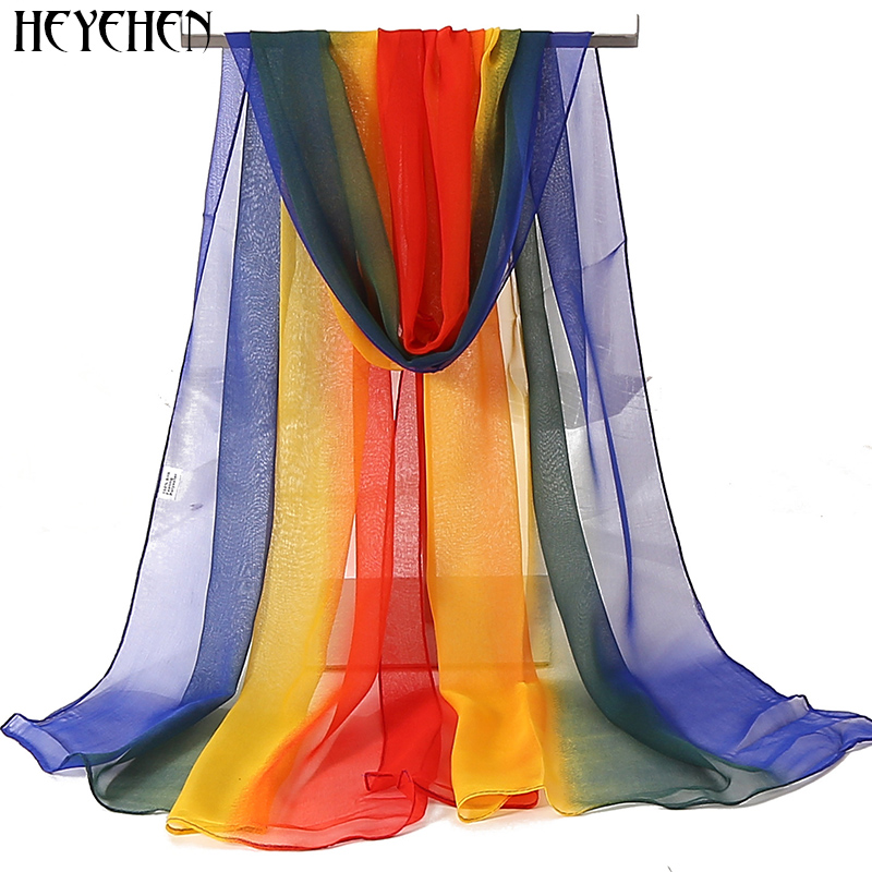 Foulard en mousseline de soie Georgette pour femme, Foulard solide, couleur dégradée, Long châle, Bandana d'été élégant, Hijab, 50x160cm, nouvelle mode