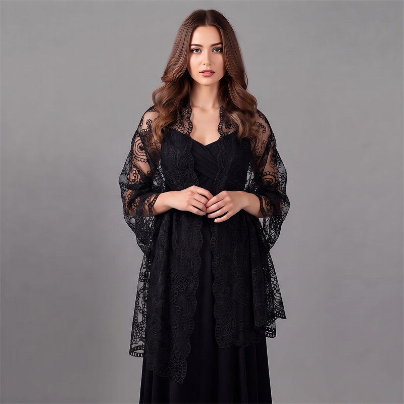 Nouveau châle en dentelle brodée, voile floral pour femme, écharpe de fête, poncho de mariage, étoles, bandeaux et foulards pour femmes