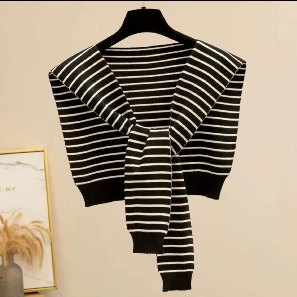Châle tricoté léger et doux pour femme, rayé, multifonctionnel, printemps-été, chaud, col rond, enveloppant les épaules, couleur unie
