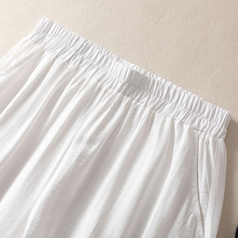 Bloomers décontractés brodés café pour femmes, pantalons élastiques monochromes, pantalons taille haute, vêtements à la mode