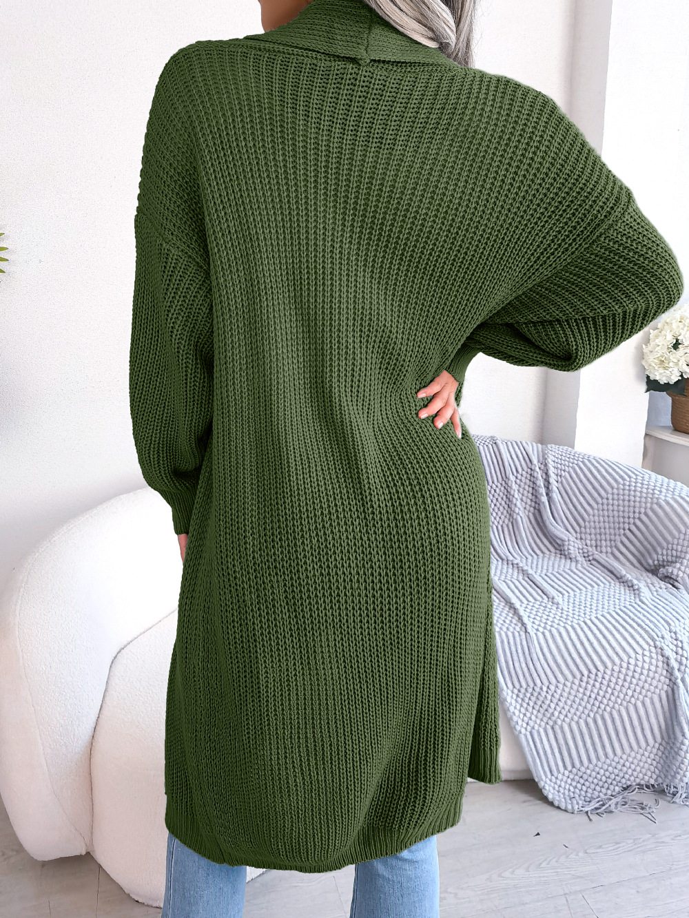 Cardigan tricoté à col châle pour femme, couleur unie, pull pour automne et hiver, manteau de vacances décontracté