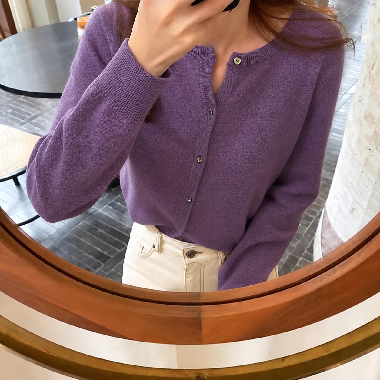 Cardigan en cachemire pour femmes, pull à simple boutonnage, manches longues, couleur unie, vêtements d'extérieur, printemps automne, haut en tricot décontracté