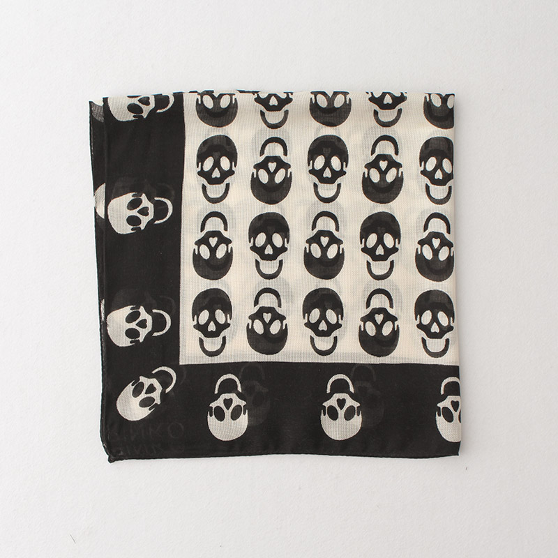 Foulards carrés en coton et lin à imprimé crâne pour femmes, bandanas, foulards de tête et cache-cols tendance printemps-automne, Marque 2026