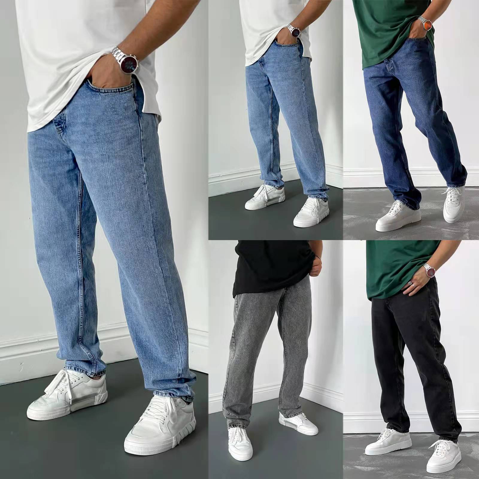 2025 nouveaux hommes d'affaires jean décontracté droit Stretch mode classique bleu noir travail Denim pantalon mâle marque vêtements S-3XL