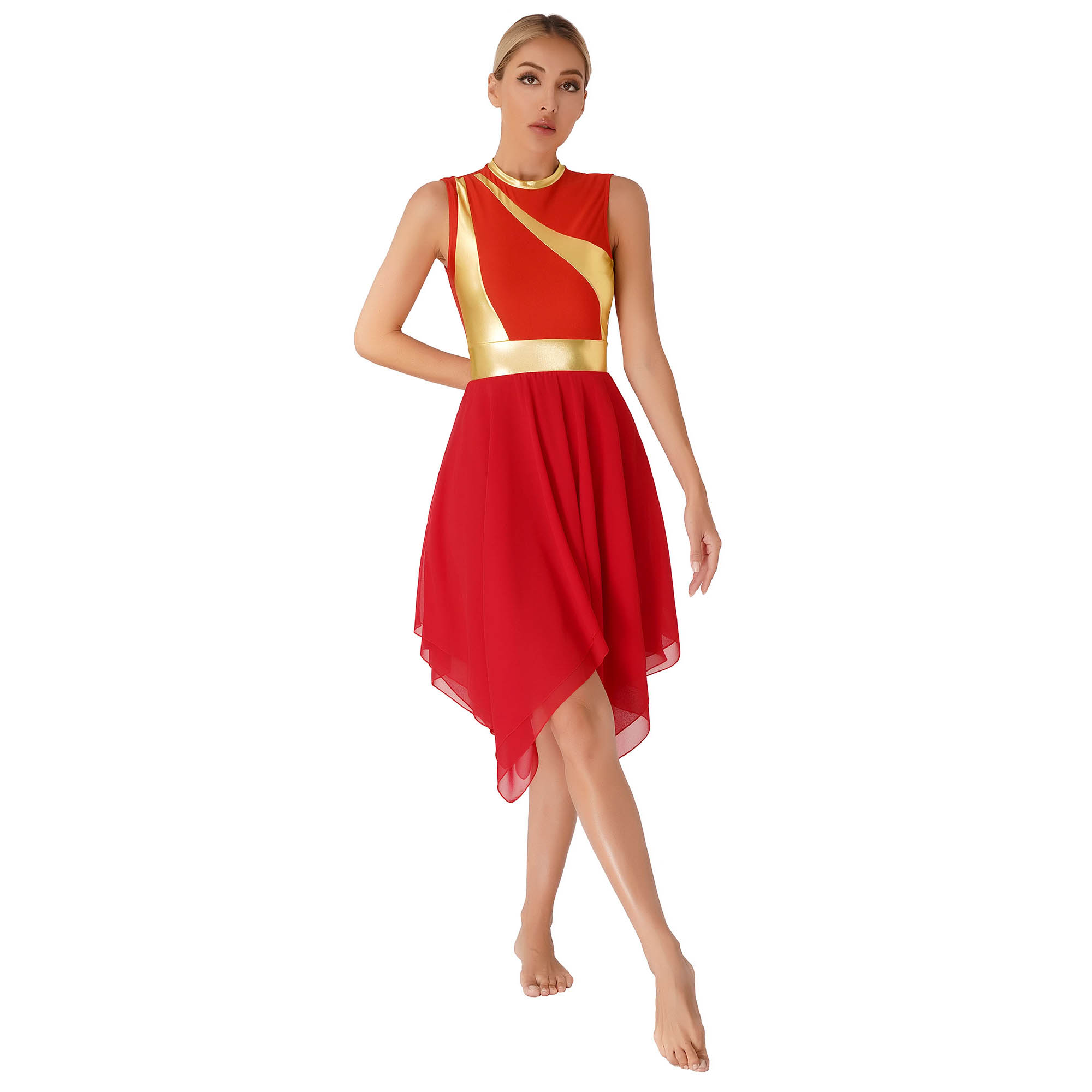 Robe tunique de danse lyrique pour femmes adultes, Costume d'éloge, église liturgique, valse chrétienne, Tutu, vêtements de danse de gymnastique