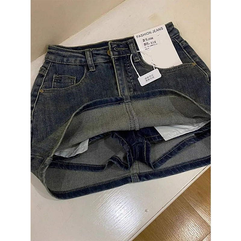 Jupe en jean bleu Vintage pour femmes, taille haute coréenne, Sexy, Slim Fit, Mini jupes pour dames, Streetwear Y2K, jupe moulante de Cowboy des années 90