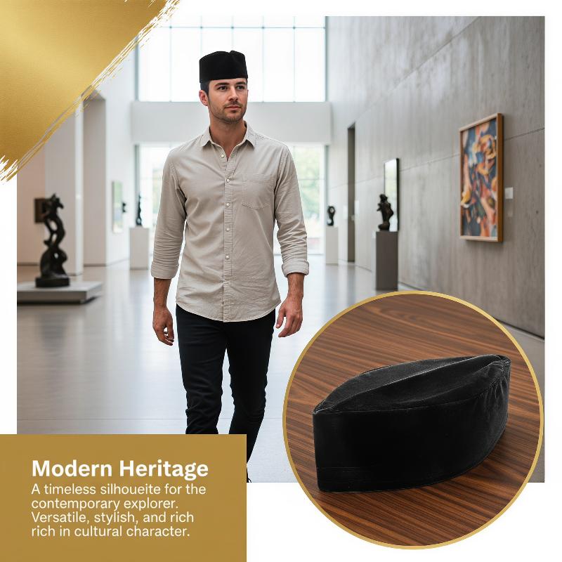 Nouveau chapeau pliable en velours pour hommes, style Asie du Sud-Est, chapeau musulman noir pour hommes, bonnet de prière islamique, Ramadan