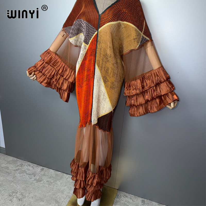 Robe plissée élastique ample WINYI, paréo de plage, abaya de luxe Dubaï, robe de soirée tendance, abaya, caftan pour femme musulmane