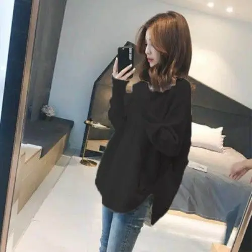 Pull Surdimensionné en Cachemire à Col en V pour Femme, Vêtement Doux, Mode Coréenne, Harajuku, Automne et Hiver