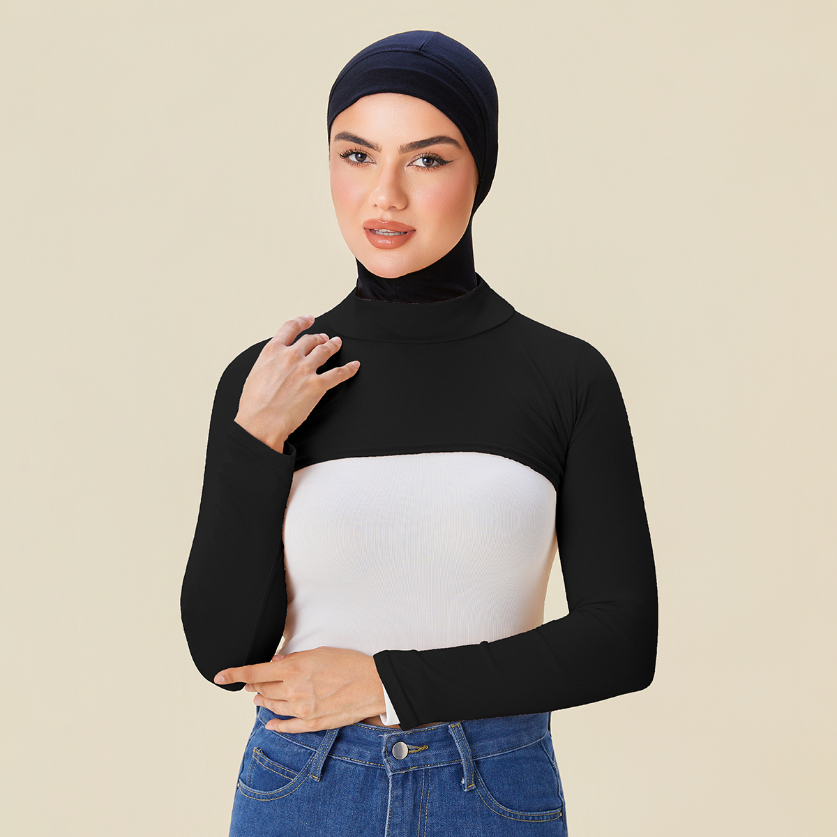 Manchons musulmans en Modal doux, couverture de bras élastique islamique, manches d'épaule pour femme, Protection solaire, manches longues, couleur unie, taille libre