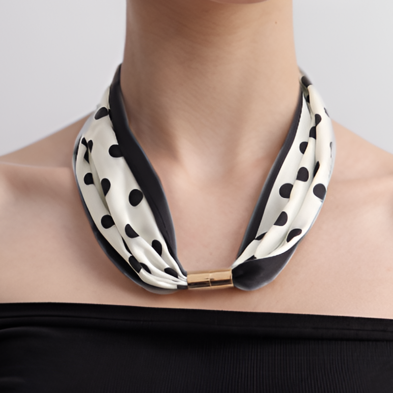 Style coréen nouvelle mode foulard en soie collier de perles décoration imprimé tout assorti Vintage écharpe professionnelle dame petite écharpe