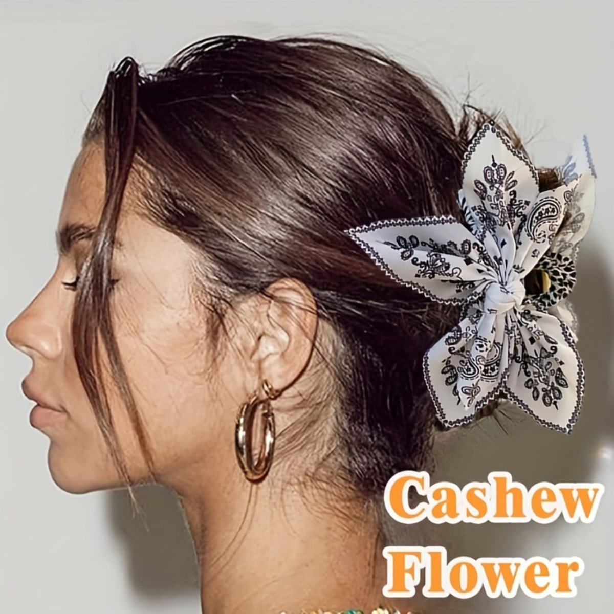 Pince à cheveux rétro à motif floral en forme de noix de cajou, accessoire capillaire français tendance, idéal pour le quotidien et les tenues décontractées des femmes