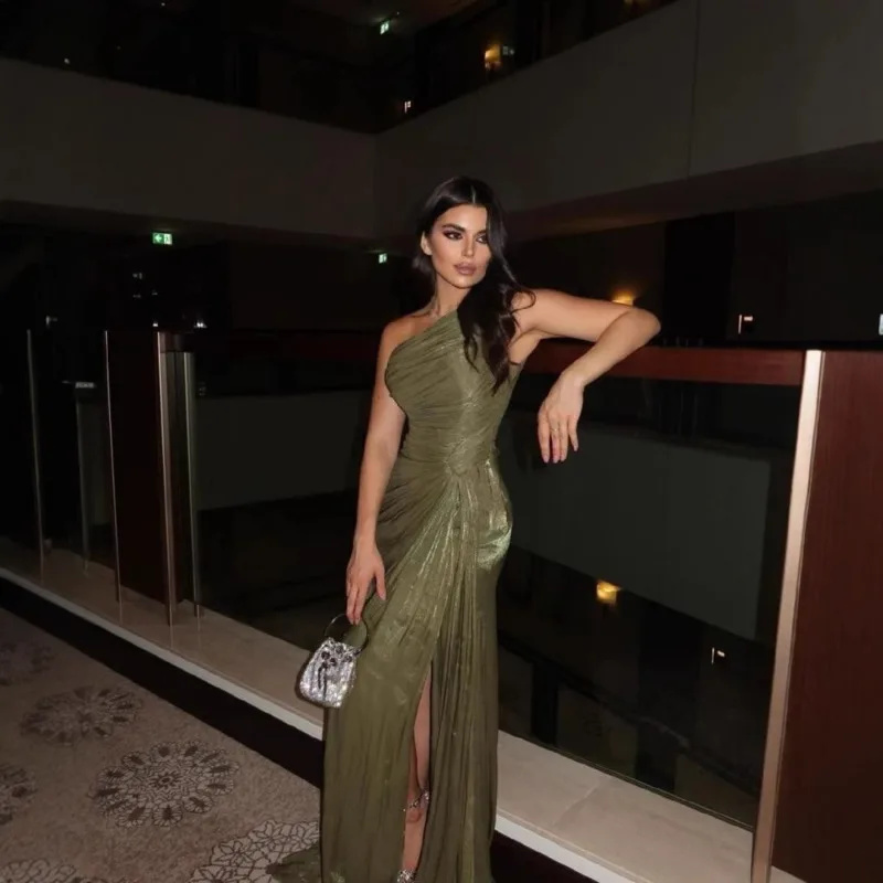 Robe de soirée élégante, épaules dénudées, sans manches, mode, taille haute, couleur unie, ruban plissé, robe de soirée scintillante pour Banquet