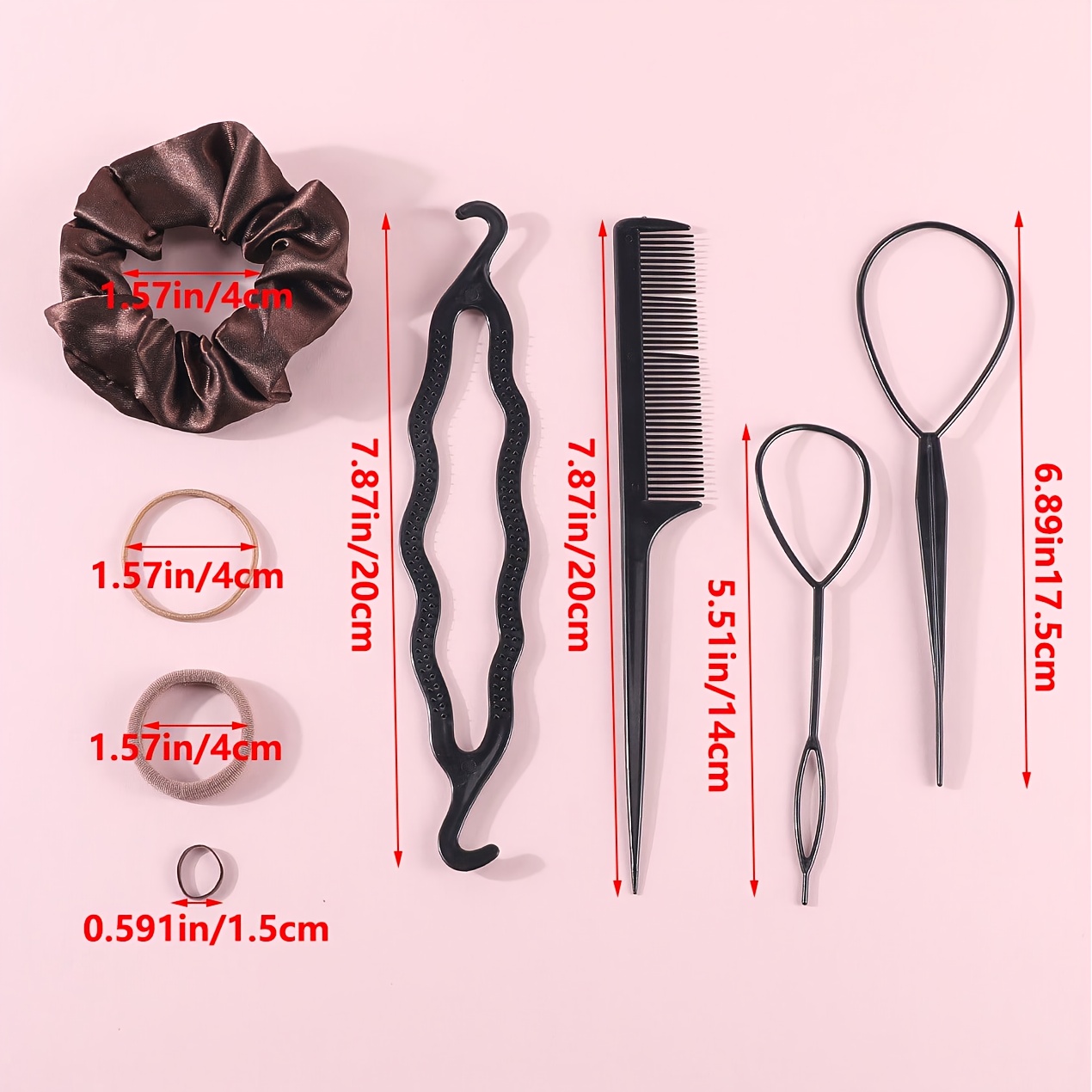 Ensemble d'accessoires pour cheveux foncés pour femmes : Chouchous élastiques sans couture pour queue de cheval, petits élastiques à cheveux, attaches à cheveux tendance et bandeaux