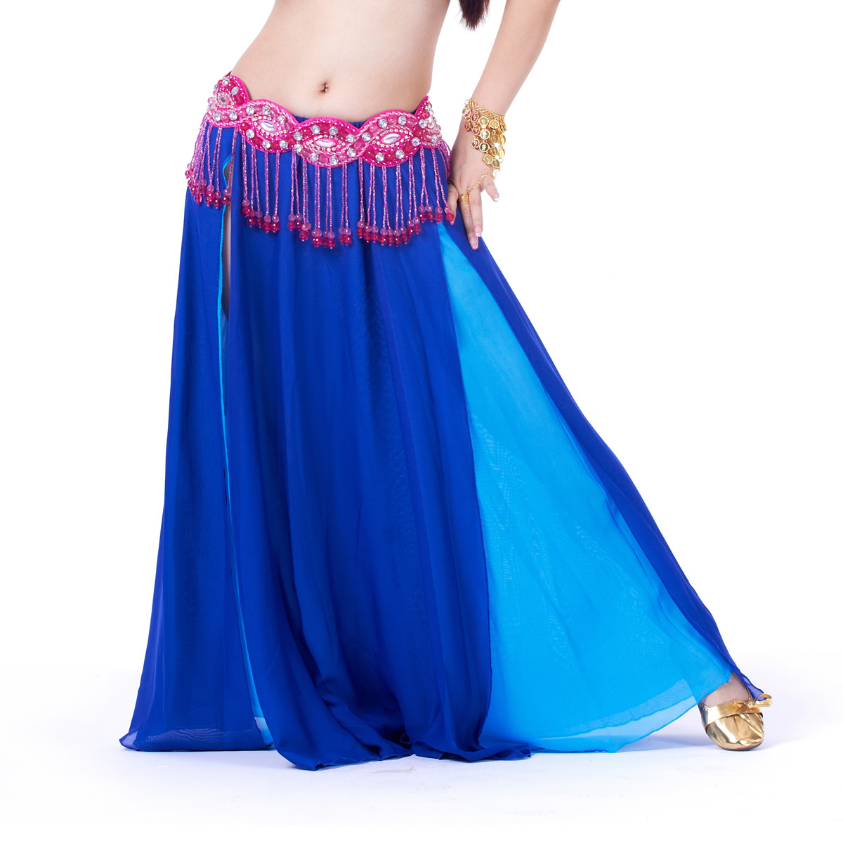 Grande balançoire jupes de danse du ventre femmes Costume de danse du ventre 2 fentes jupe en mousseline de soie jupe de danseuse du ventre Performance jupes de danse du ventre