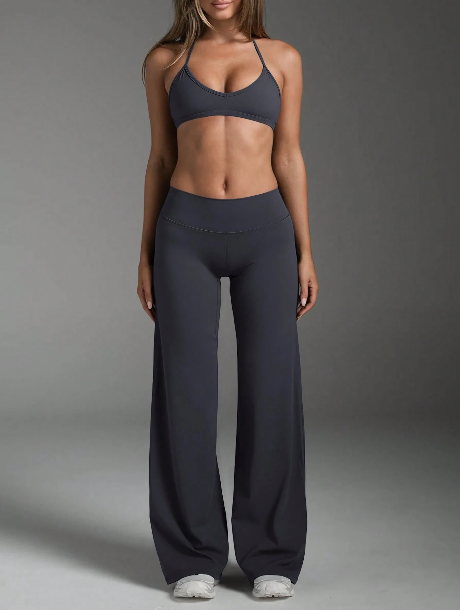 1 piece simple casual straight pants, drape breathable fabric, high waist elasticity suitable for exercise and fitness to work