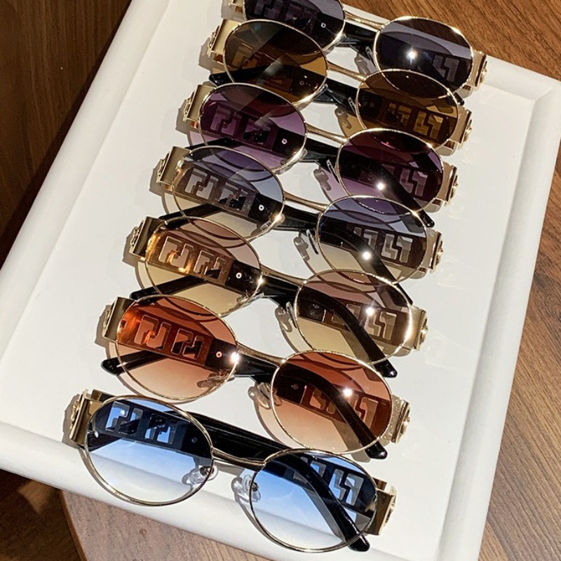 Lunettes de soleil de luxe en métal pour hommes et femmes, lunettes de créateur unisexes, lunettes de mode ovales, lunettes vintage pour femmes