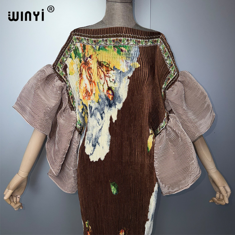 Robe plissée élastique WINYI, style rétro, robe de plage, kaftan musulman pour femme, abaya Dubaï, robe de soirée longue et luxueuse.