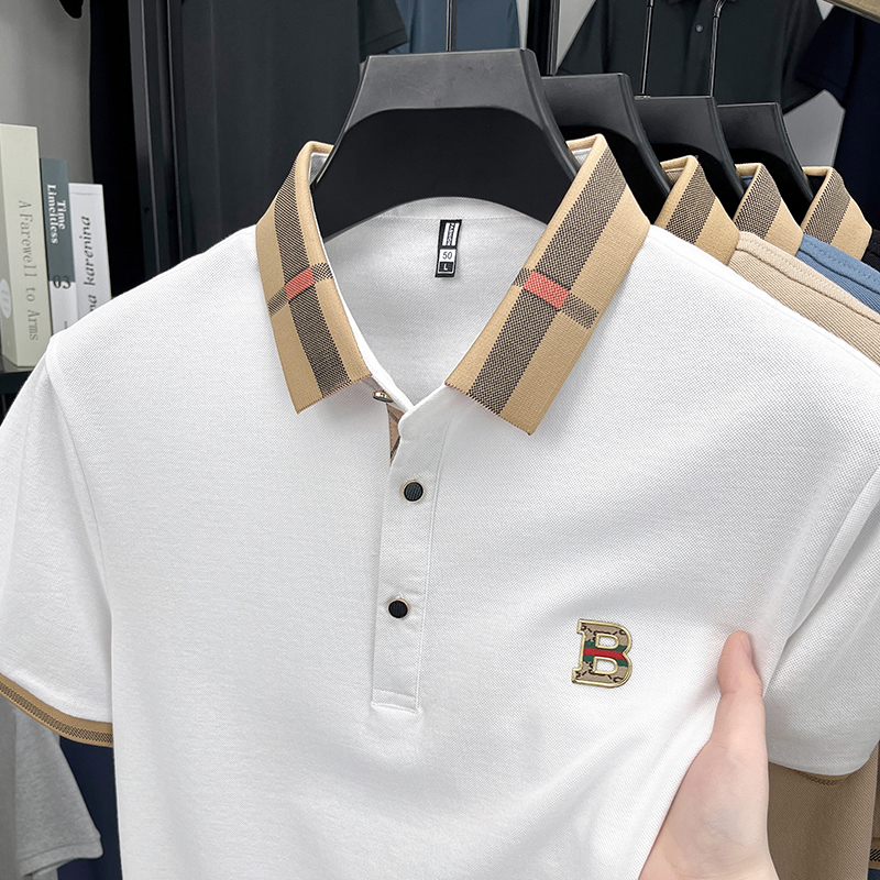 Polo à manches courtes de marque de luxe pour homme, nouveau t-shirt Paul en coton et soie respirant haut de gamme, mode décontractée pour homme