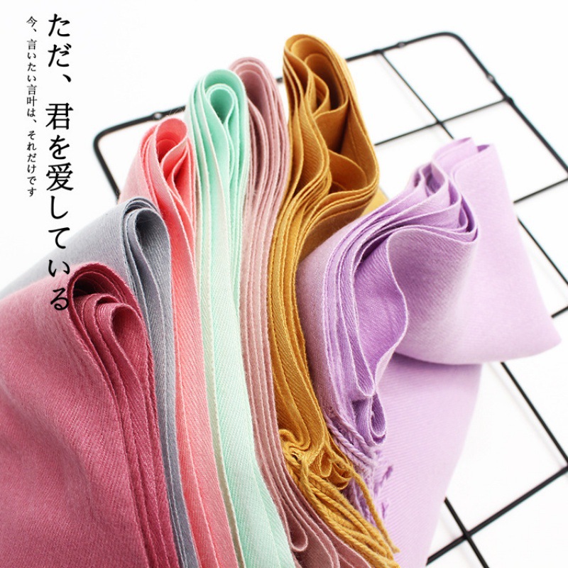 Écharpe rose d'hiver pour femmes, avec décoration de pompon, couleur unie, polyvalente, chaude, semblable au cachemire, pour toutes les saisons