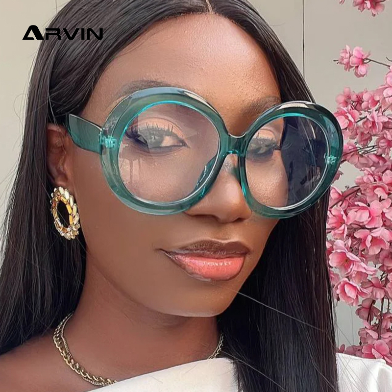 Montures de lunettes rondes surdimensionnées pour femmes, nouvelle mode de luxe de styliste pour dames, couleur bonbon, lunettes sans prescription