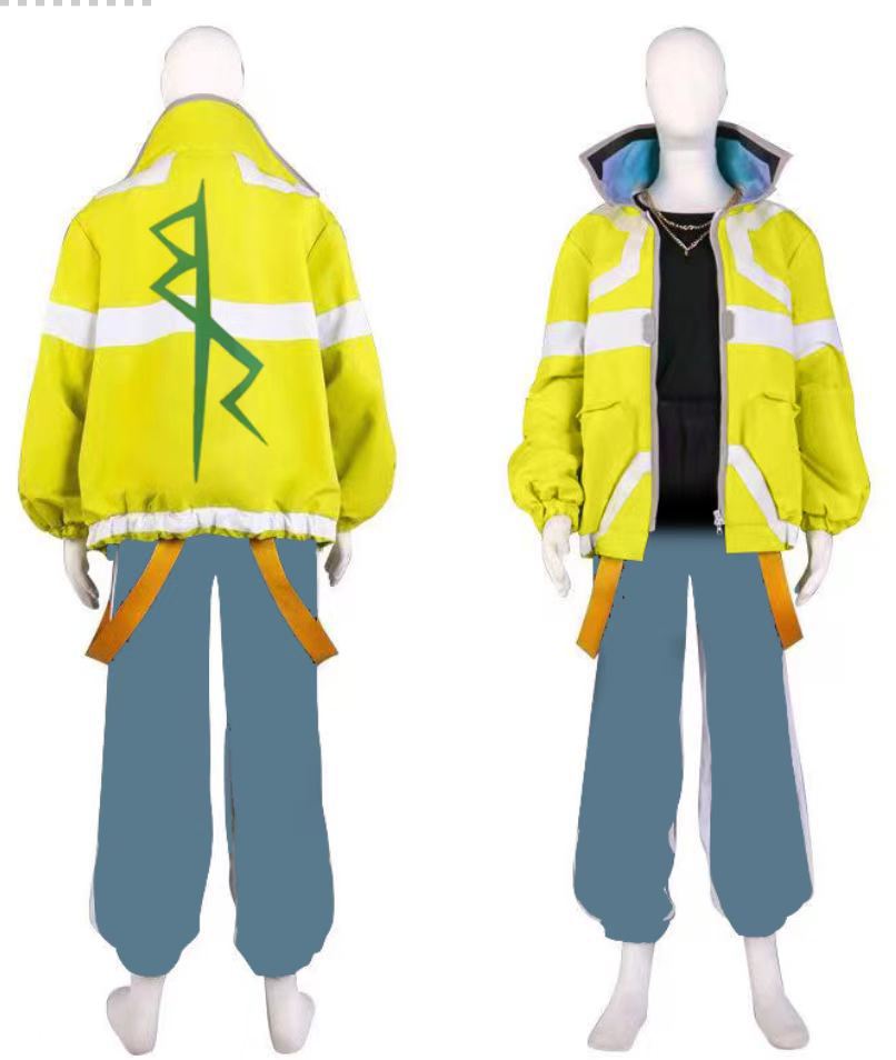 Tenue de style punk Anime David Martinez Lucy, costume de cosplay futuriste streetwear, veste à capuche jaune vif, costume d'Halloween