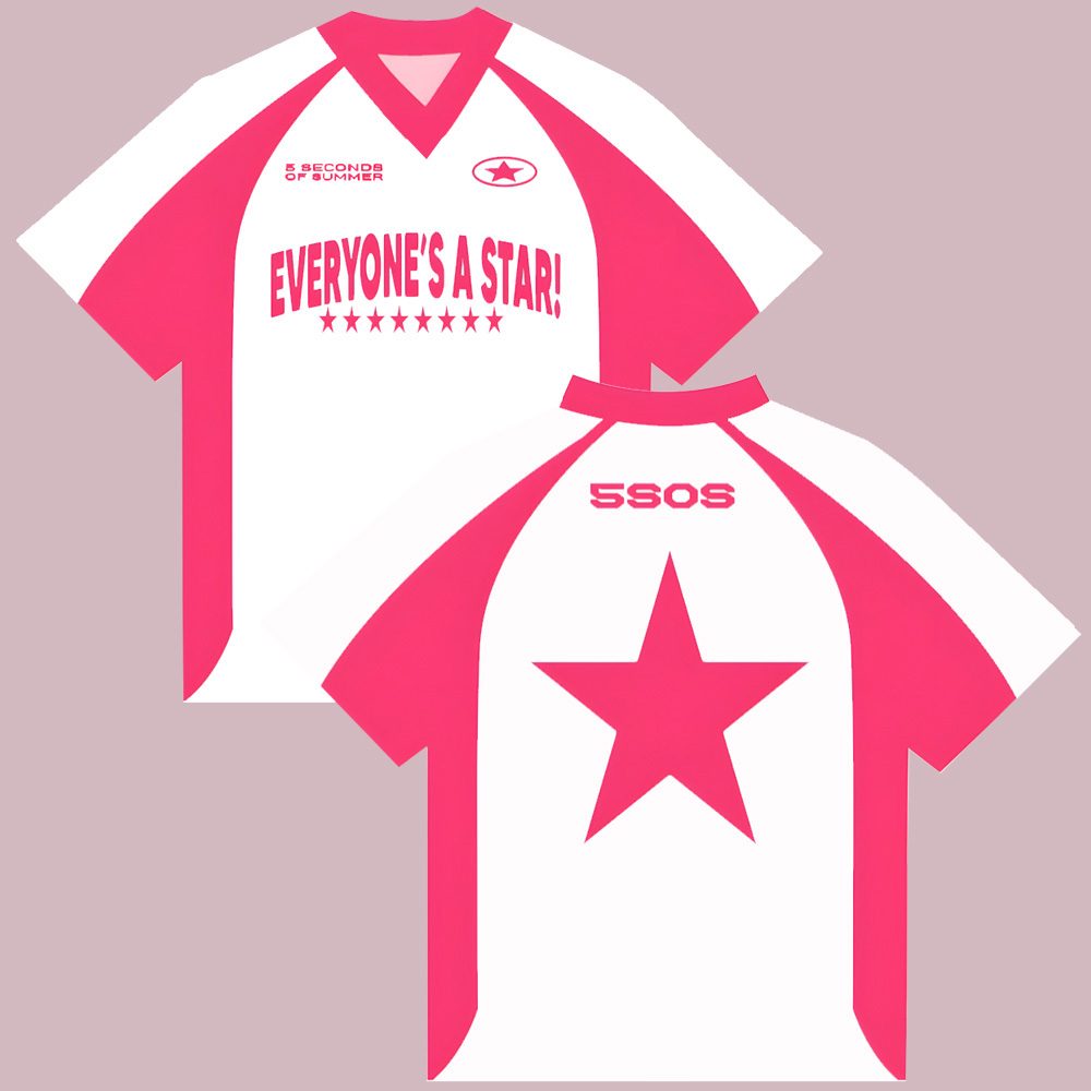 Chemise en jersey 5 Seconds of Summer 5SOS EVERYONE'S A STAR! T-shirt unisexe à col en V, hauts streetwear Y2K pour femmes