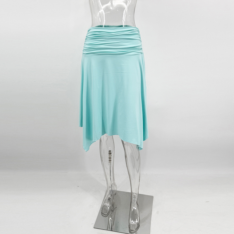 Ensemble 2 pièces d'été pour femme : Jupe asymétrique taille haute et crop top col en V, ajusté et élastique, élégant et décontracté, tenue de plage