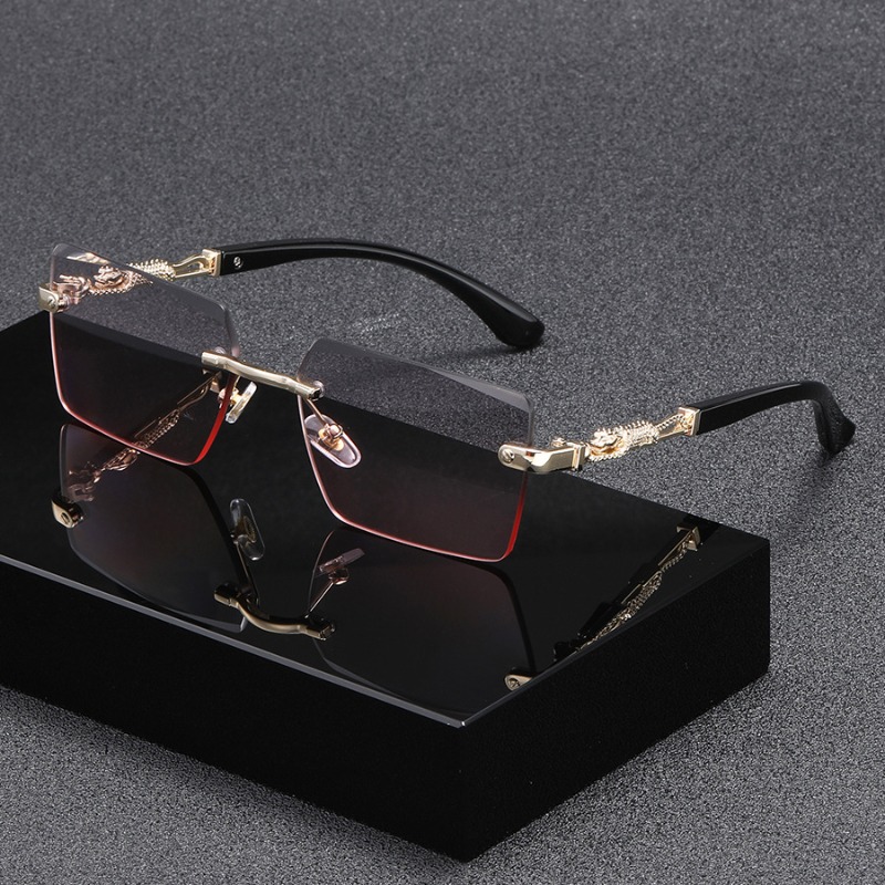 Lunettes de soleil rectangulaires sans bords pour femmes et hommes, marque de luxe, carrées, pour la plage et les voyages