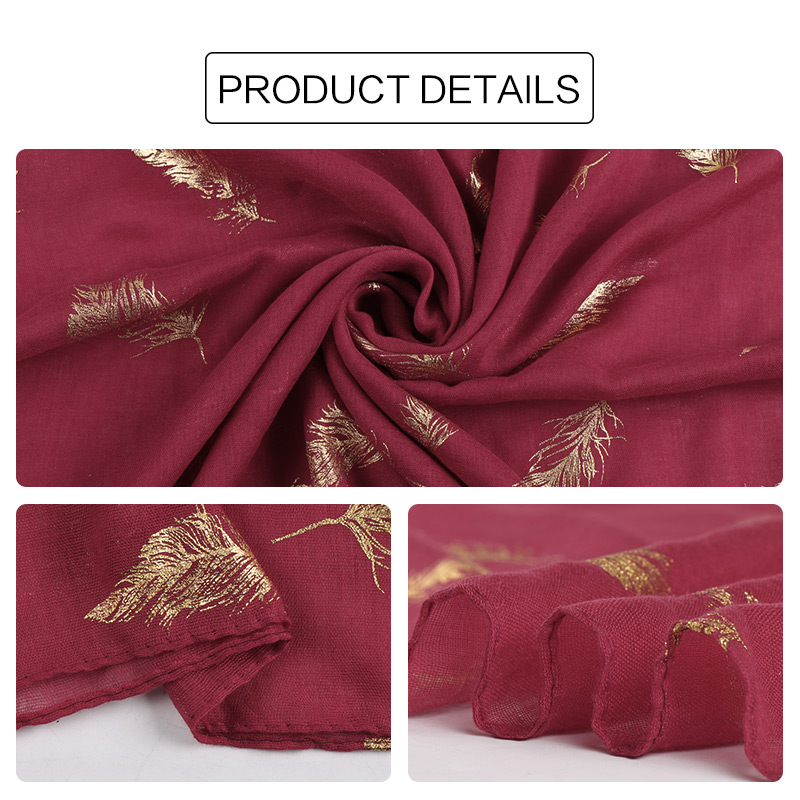 Or paillettes plume Hijab Ramadan coton écharpe femmes brillant châle musulman Hijab Shimme foulards Foulard arabe Turban Foulard