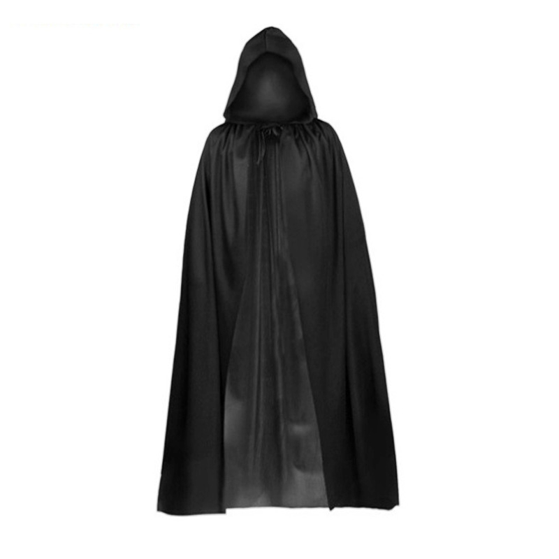 Cape noire pour homme, costume de cosplay d'Halloween, tenue de club, cape de Scélèbre Tueur, vampire, fantôme, sorcier, pour scène, unisexe, Bata Hombre