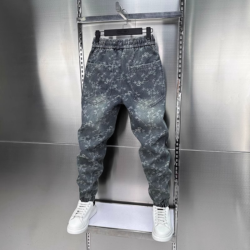 Jean classique américain Jacquard, sarouel à articulations, de haute qualité, ample, Harajuku, jambes droites, vêtements pour hommes