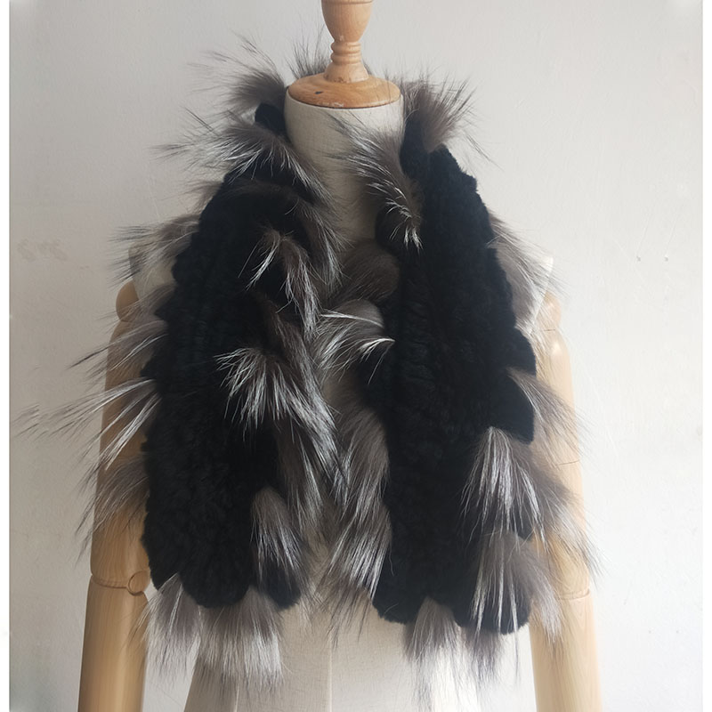 Écharpe en fourrure de lapin Rex véritable pour femme, écharpes de luxe pour femme, tout à la mode, hiver, nouveau, 2019