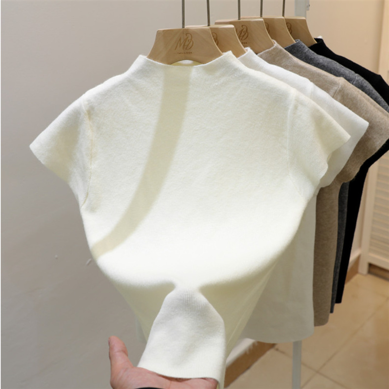 T-shirts élégants à col roulé pour femmes, collection Printemps-Été 2026, haut sexy transparent, coupe ajustée, pull décontracté, basiques streetwear féminins
