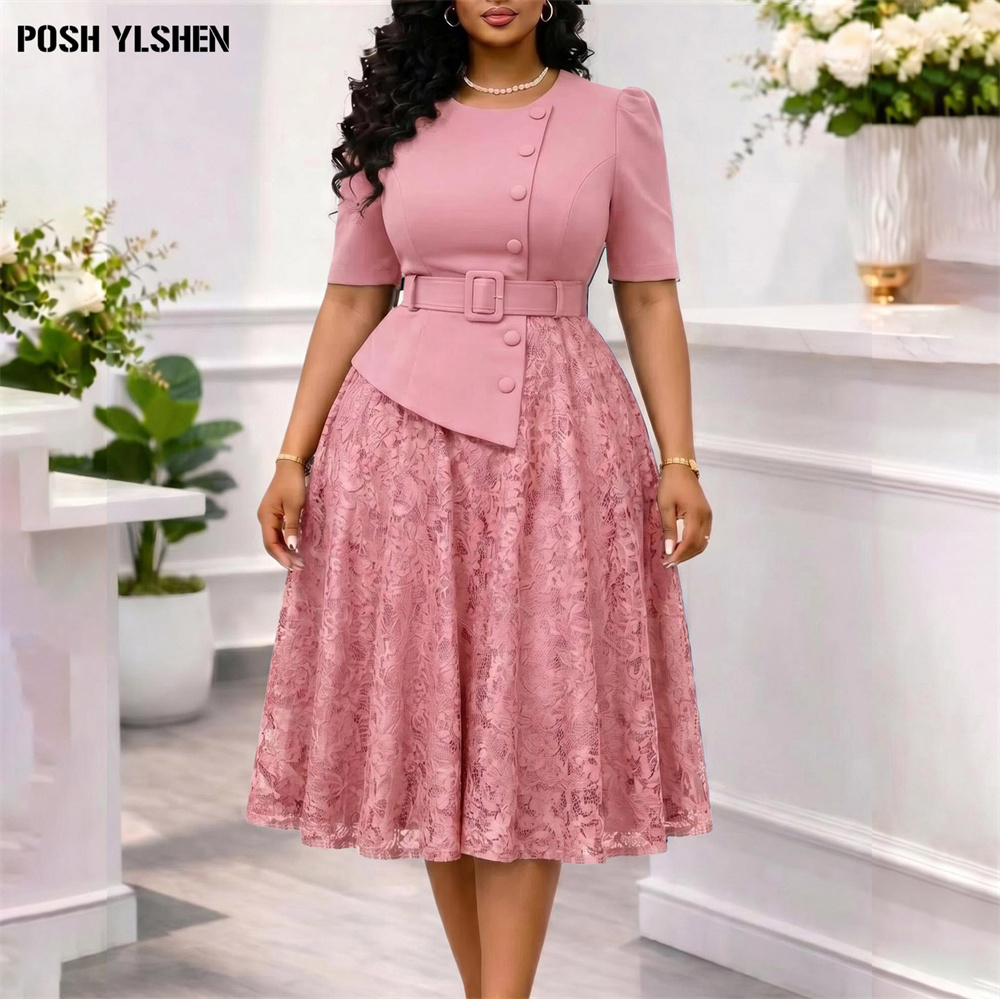 Robes d'été élégantes en dentelle patchwork pour femme, robe blanche femme, nouvelle collection 2026, vêtements pour femme, robe sexy pour invité de mariage, fête, anniversaire
