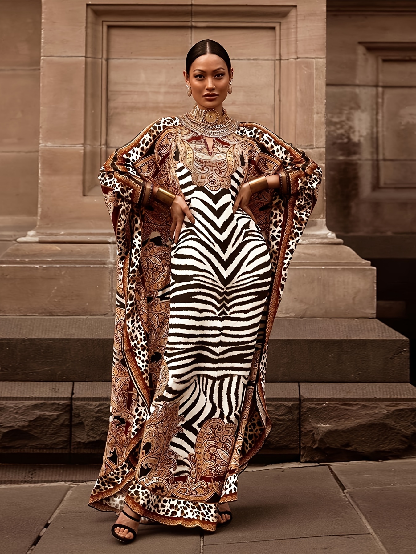 Printemps et été nouveaux vêtements élégants pour femmes européennes et américaines, jupe imprimée de style ethnique rétro du moyen-orient, robe ample musulmane grande taille, robe de banlieue élégante