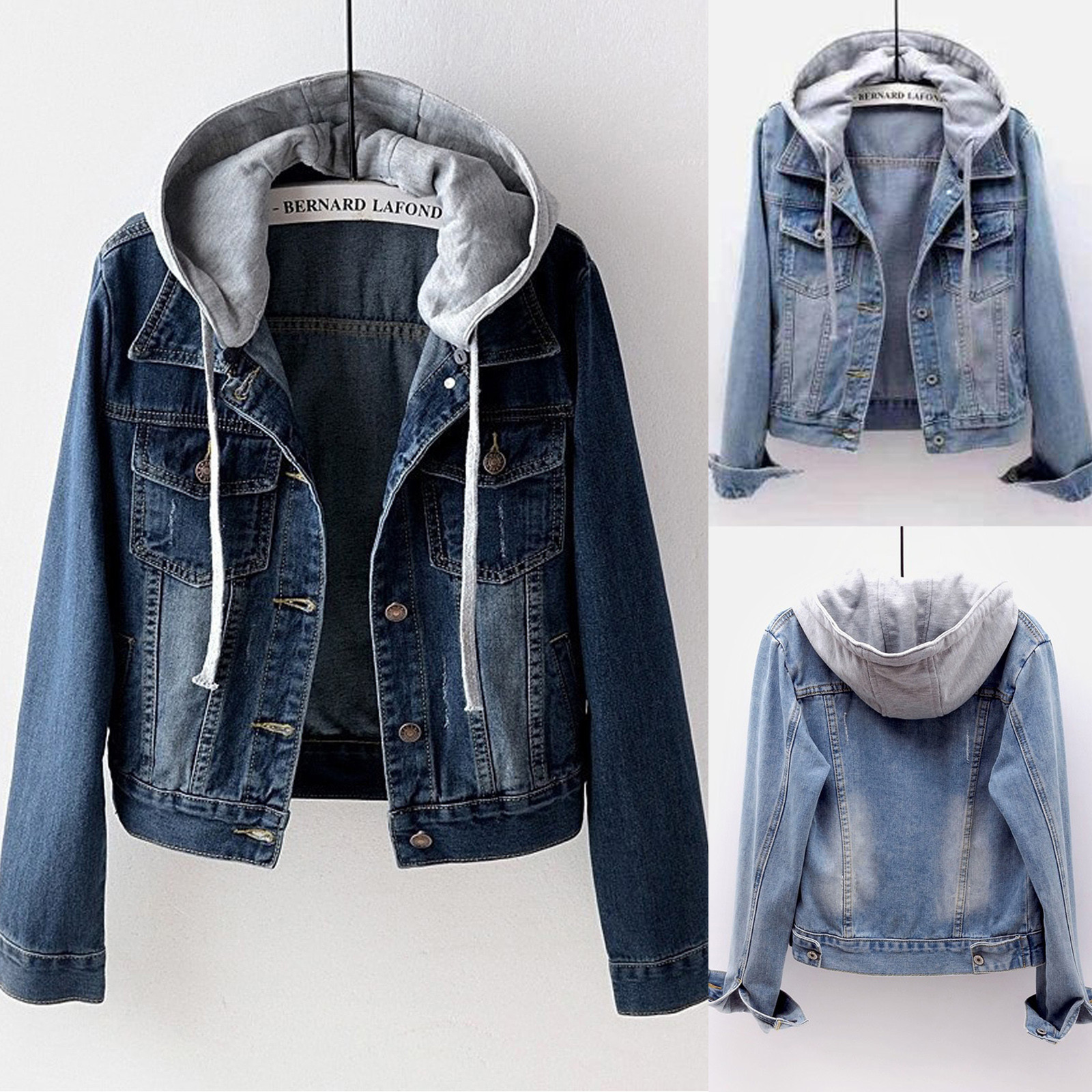DistMurcia-Veste en Jean à Capuche pour Femme et Fille, Manteau Court à Manches sulf, Décontracté, Y2k, Streetwear