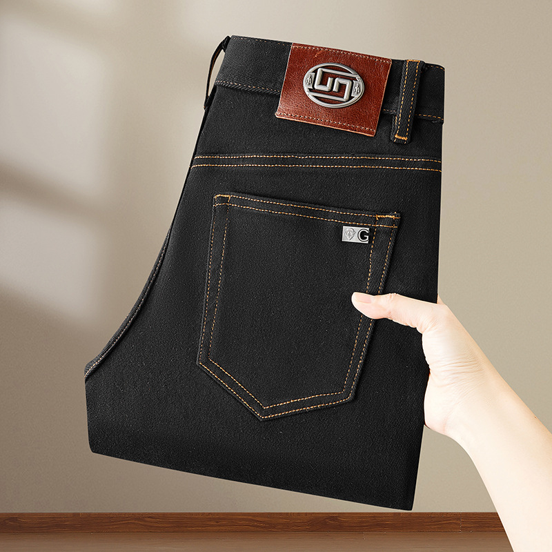 Jean de Style européen et américain pour hommes, marque célèbre, fermeture éclair droite, Slim, Denim bleu, pantalon crayon pour hommes