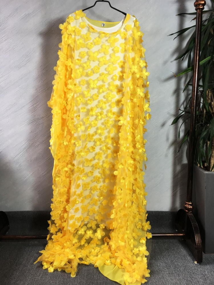 Nouveau style de vêtements pour femmes africaines Dashiki gaze manches chauve-souris robe longue ample + à l'intérieur