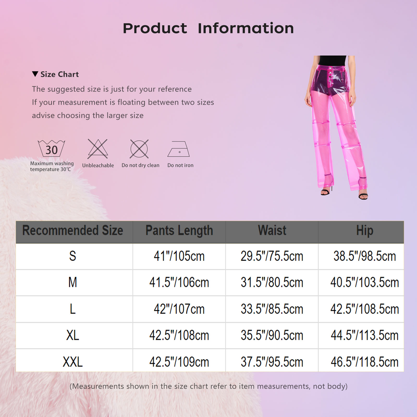 Pantalon en PVC pour femme, taille boutonnée, poches arrière, coupe large, jambe droite, transparent, idéal pour les soirées, la danse et les bals de promo