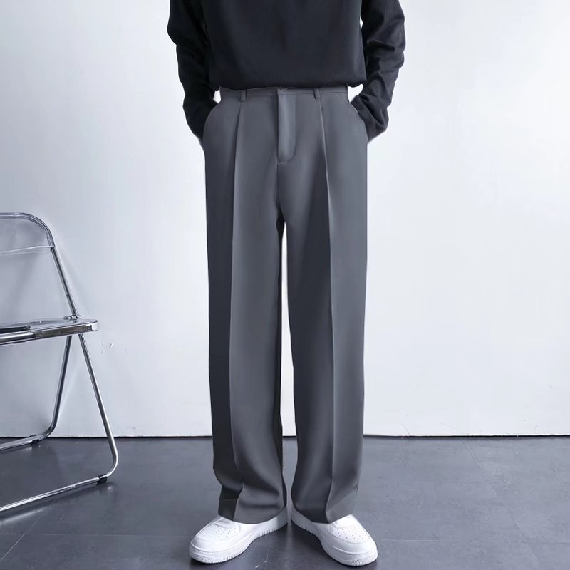 Nouveau pantalon droit pour homme 2026, style coréen, coupe ample, décontracté, drapé, blanc, large, streetwear masculin