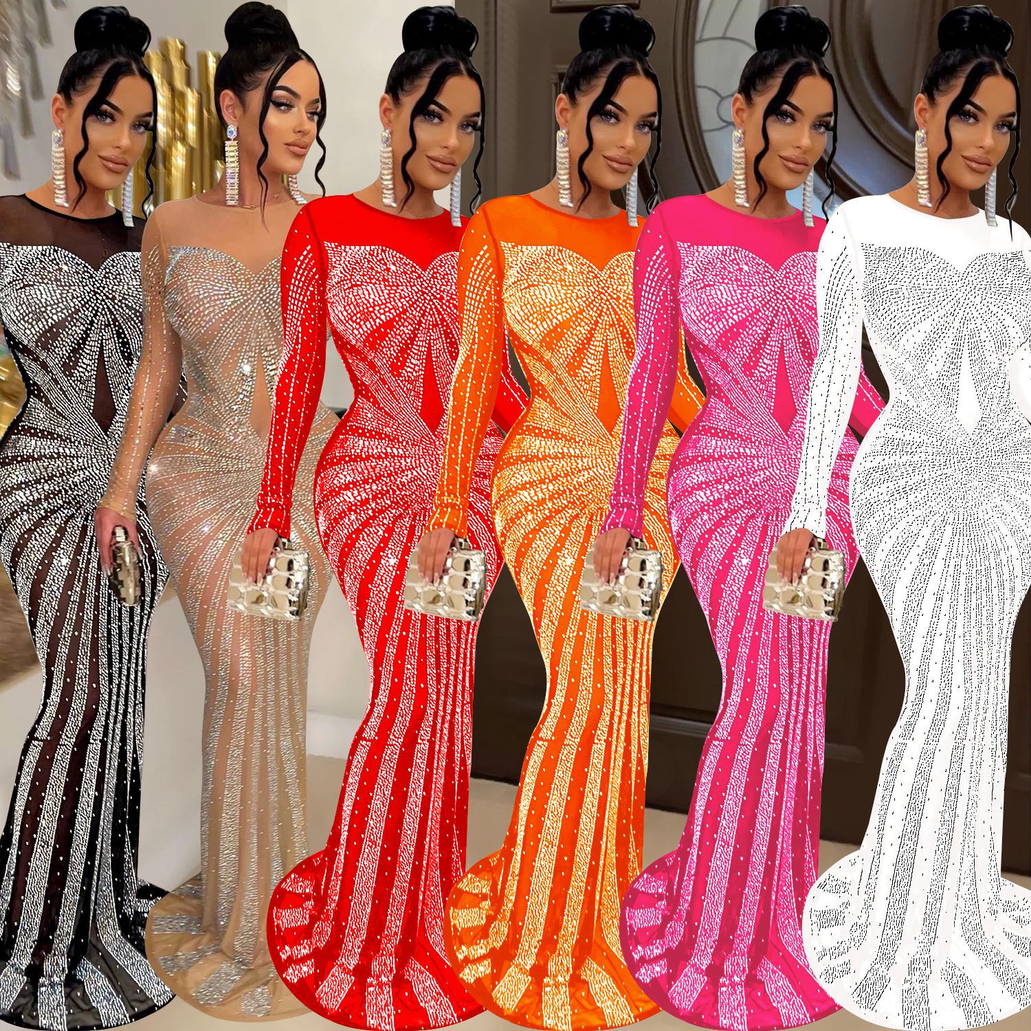 Robe africaine Maxi pour femmes, mode africaine, Sexy, robe de soirée pour femmes, Club de fête, maille, moulante, robes élégantes, 2023